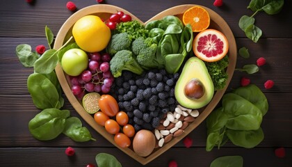 clean fruits and vegetables in heart dish by nutritionist