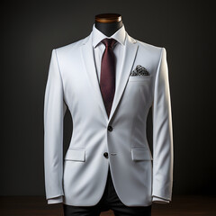 Elegant White Men's Formal Suit Isolated on Black Background