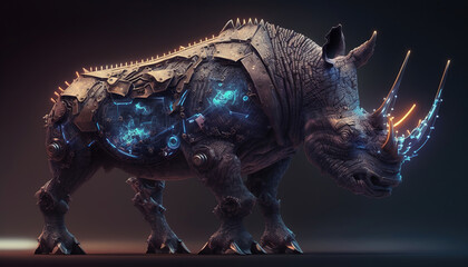 Obraz premium Crypto Rhino, detailed illustration