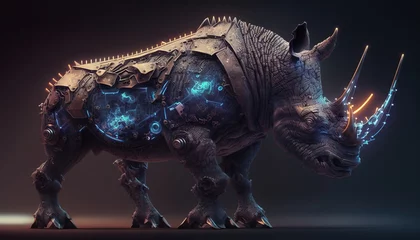 Fotobehang Crypto Rhino, detailed illustration © nahij