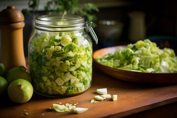 Airtight Pickling cabbage jar. Food kitchen. Generate Ai