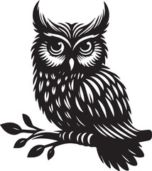 Wise Owl icon and silhouette isolated on white background