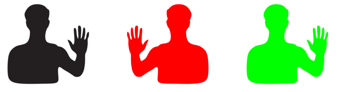 silhouette of man showing stop hand. With Different Colours. Vector  illustration.