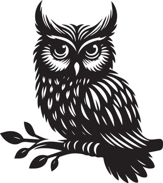 Wise expert owl black simple silhouette vector icon, Stock vector