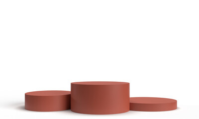 Red pink orange color podium stand showcase presentation object circle round pedestal abstract product platform scene light show cylinder minimal template realistic ramadan kareem march april month 