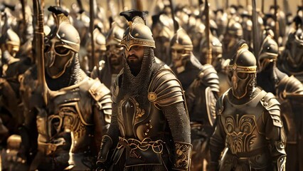 Saladin ibn Ayyub (Salah ad-Din Yusuf ibn Ayyub) marching with his elite army