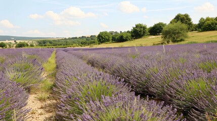 Blooming lavender fields in summer a purple haze of scent and color tranquil and vast