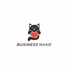 logo design creative cat and heart