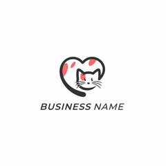 design logo creative love and cat