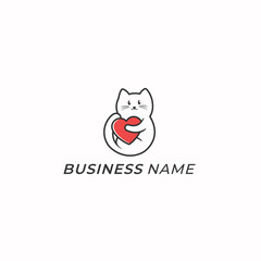 design logo creative cat and heart