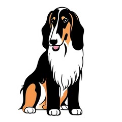 afghan hound dog pet portait clip art cartoon illustration isolated on white background