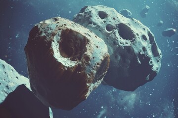 Asteroids in Close Space: Amazing Shapes in the Image - obrazy, fototapety, plakaty