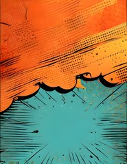 Orange comic pop art vintage background with halftone dots Generative AI