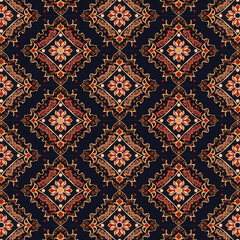 Thai art features intricate floral patterns used in various decorative elements like paintings, textiles, and architecture