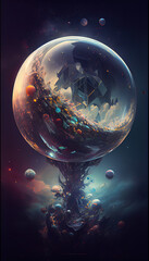 Image of Quantum world background. Ai generated. printed on Printed Glass Splashbacks