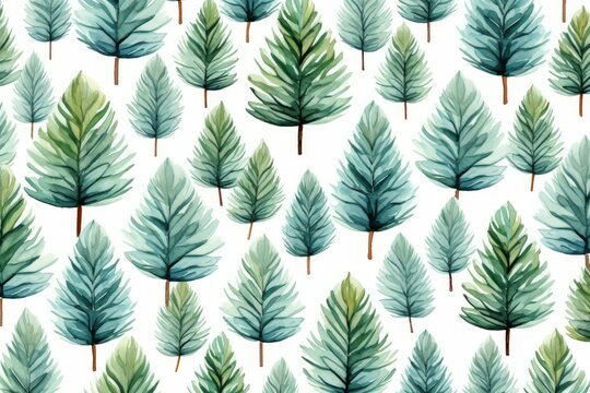 Vibrant Forest watercolor pattern. Pattern design paper. Generate Ai