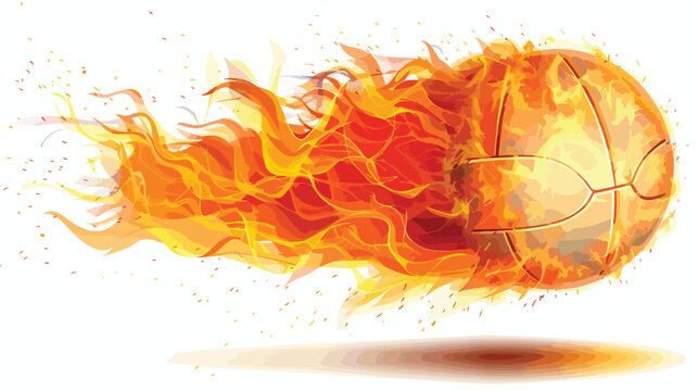 Volleyball Ball on Fire Isolated on White Background