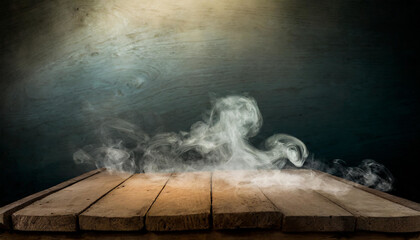 Intriguing Atmosphere: Smoke Swirling on Dark Table Surface
