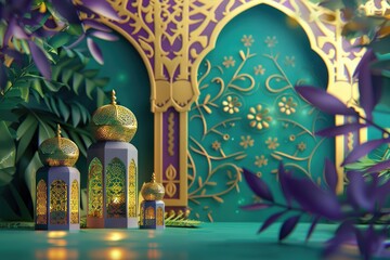 Ramadan Kareem islamic lanterns in the mosque