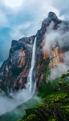 Fototapeta premium Angel falls unveiling the worlds highest waterfall