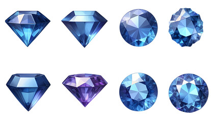 set of gem diamond on white background