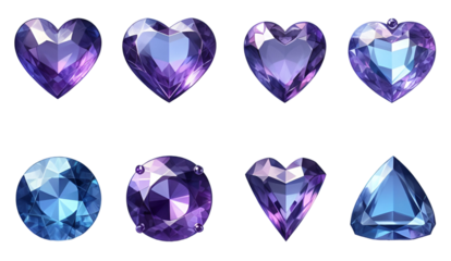 set of gem diamond on white background