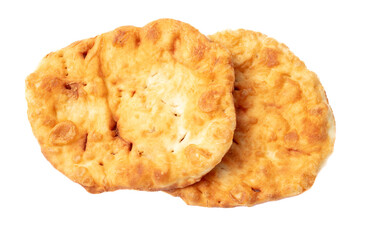 Fried flatbread isolated on white background