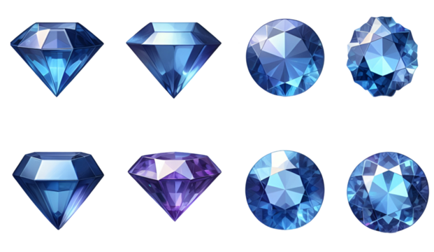 set of gem diamond on white background