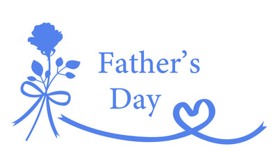 父の日、シンプルなイラスト素材、ばらとハートのリボンのシルエット