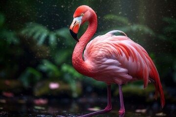 Vibrant Pink flamingo safari. Safari wild. Generate Ai