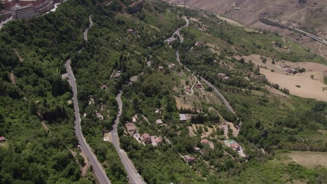 Aerial view of Enna city with Castello di Lombardia on a rock during day time, Sicily, Italy