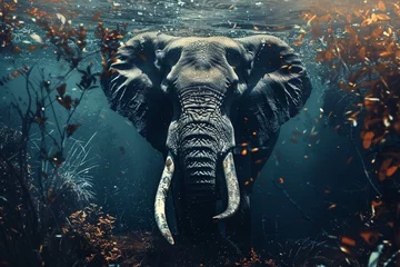 Foto op Aluminium elephant in water swimming © Ariestia