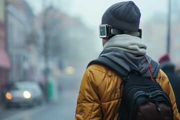 A wearable tech piece indicating air pollution levels