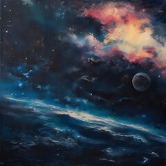 Obraz na płótnie Canvas Craft an artistic portrayal of the empty expanse that separates celestial objects