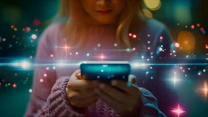 An email marketing image using a woman's hand and a smartphone with a smartphone icon Email marketing ideas using notifications, generative ai.