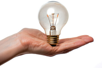 Hand hold light bulb, business idea and inspiration concept