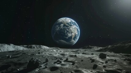 View of Earth from an observatory on the Moon