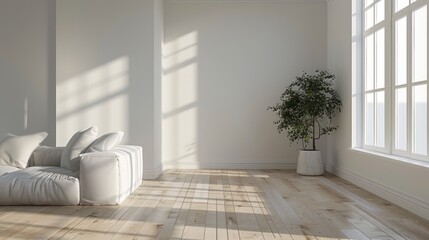 White Couch in Living Room by Window