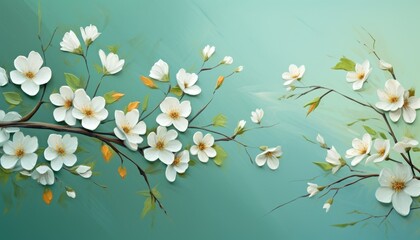 Fototapeta na wymiar Spring flowers on a green hd background