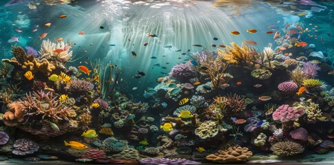 Obraz na płótnie Canvas Vibrant Fish in Large Aquarium