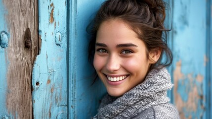 smiling happy young woman in casual cloths