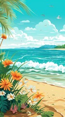 summer vector background with beach illustrations for banners