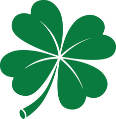 St Patrick green four leaves clover illustration element icon symbol. Lucky Irish shamrock transparent background design template