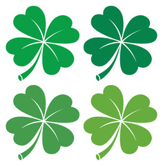 St Patrick green four leaves clover illustration element icon symbol. Lucky Irish shamrock transparent background design template