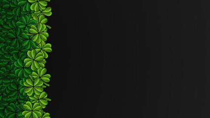 Happy St Patrick illustration banner. Lucky Irish shamrock texture banner backdrop background design template blank.