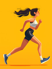 Fototapeta na wymiar Woman running, flat design, Generative AI