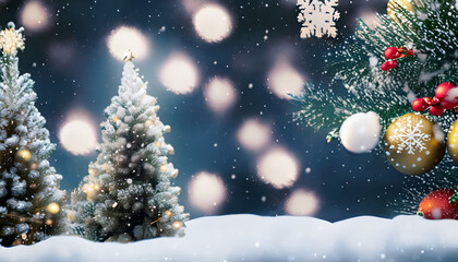 Fototapeta na wymiar christmas tree with snow wallpaper background