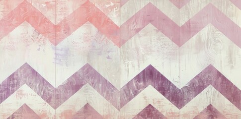 Pink and White Chevron Pattern on Wall