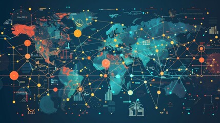 Depict the interconnectedness of global economies, where currency exchange shapes business and investment strategie - obrazy, fototapety, plakaty