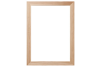 Wooden empty picture frame isolated on transparent or white background